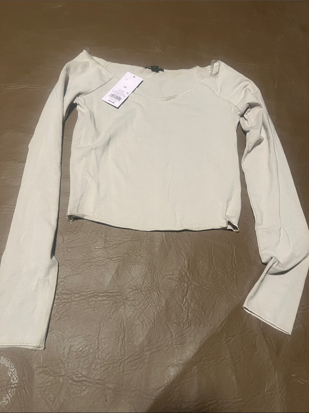 Women's Long Sleeve Scoop Neck Top - beige
